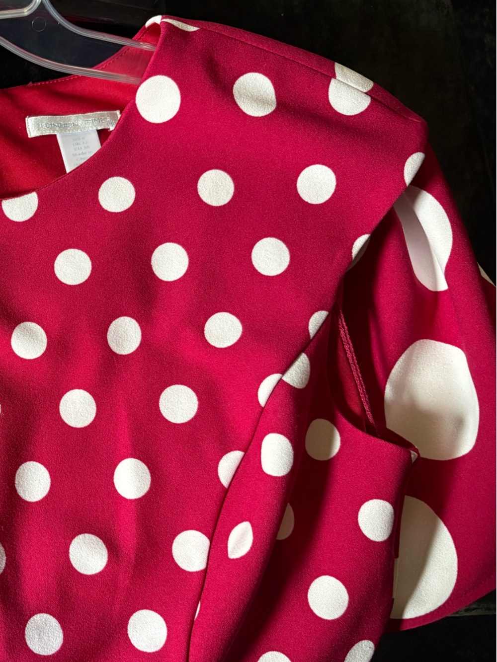 London Times Polka Dot Dress- Magenta & White- Size 8 - Picture 9 of 9